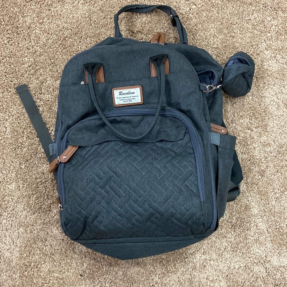Amazon's Ruvalino diaper bag in dark grey. Like new.